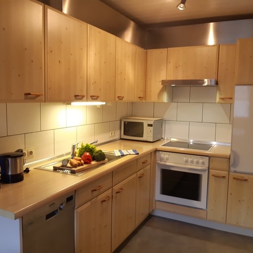 separate komplett ausgestattete Einbauküche mit Spülmaschine, E-Herd mit Backofen, Mikrowelle - 