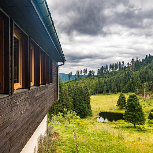 Blick von der Hütte zum Weiher - Blick von der Hütte zum Weiher -