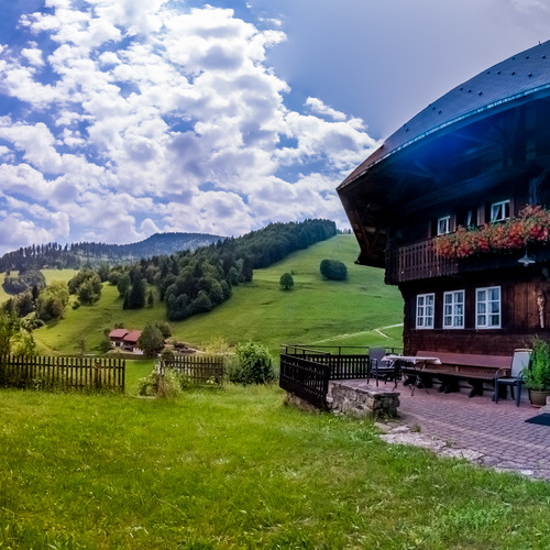 Blick auf die umliegenden grünen Wiesen und Wälder von Wieden - Blick auf die umliegenden grünen Wiesen und Wälder von Wieden -